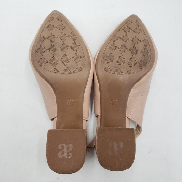 Andrea Ejecutiva Block Heel Sling Back Pump Womens 5 Point Toe Bow Beige - Picture 8 of 13